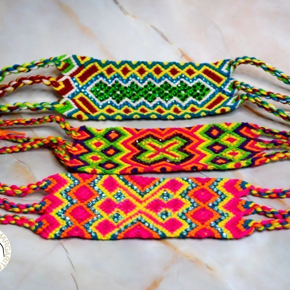 Wayuu handmade bracelet with swarovski crystals colombian natives